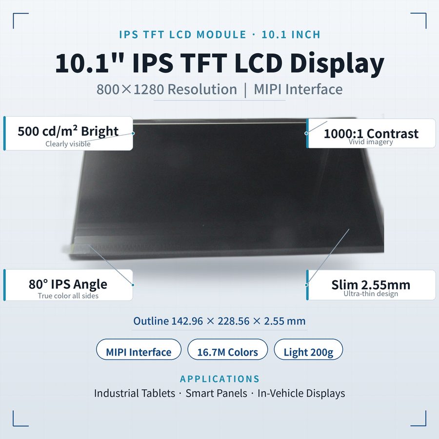 10.1" IPS TFT LCD Display Module — YC101IM40CT-A36X